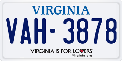VA license plate VAH3878