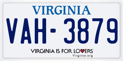 VA license plate VAH3879