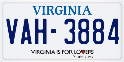 VA license plate VAH3884