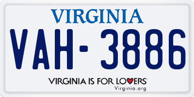 VA license plate VAH3886