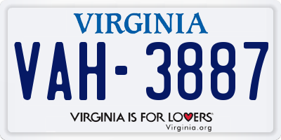 VA license plate VAH3887