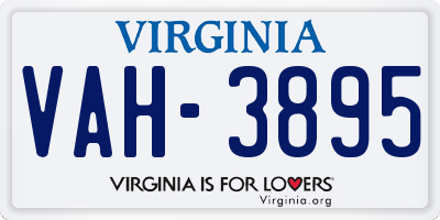 VA license plate VAH3895