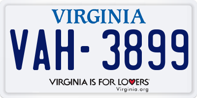 VA license plate VAH3899