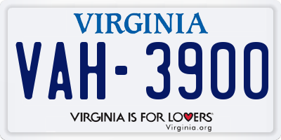 VA license plate VAH3900