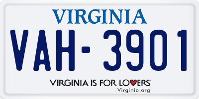 VA license plate VAH3901