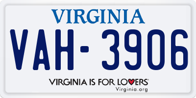 VA license plate VAH3906
