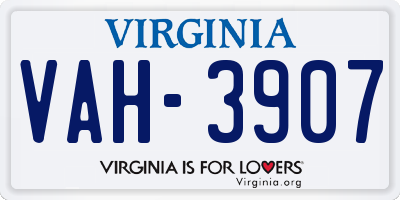VA license plate VAH3907