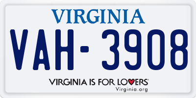 VA license plate VAH3908