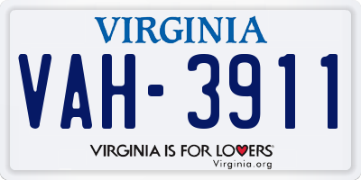 VA license plate VAH3911