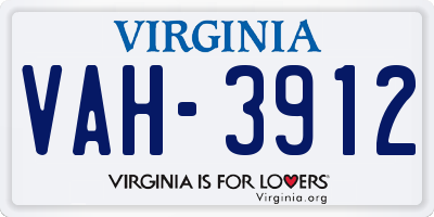 VA license plate VAH3912