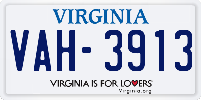 VA license plate VAH3913