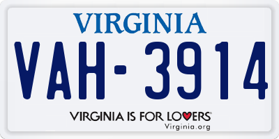 VA license plate VAH3914
