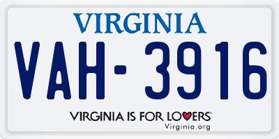 VA license plate VAH3916