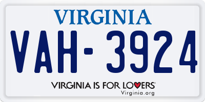 VA license plate VAH3924