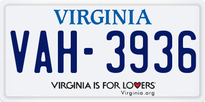VA license plate VAH3936