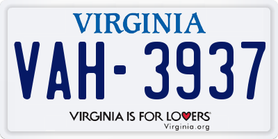 VA license plate VAH3937