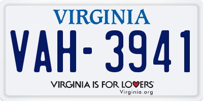 VA license plate VAH3941