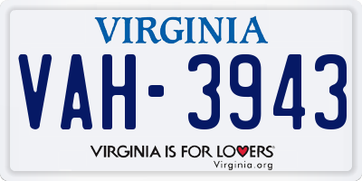VA license plate VAH3943