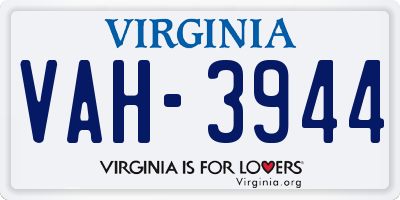 VA license plate VAH3944