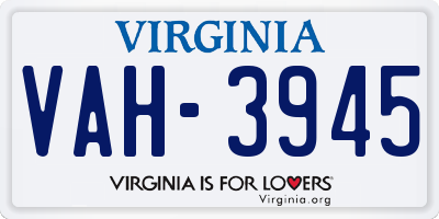 VA license plate VAH3945