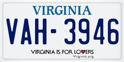 VA license plate VAH3946