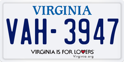 VA license plate VAH3947