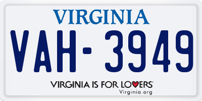 VA license plate VAH3949