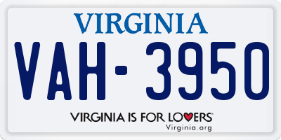 VA license plate VAH3950