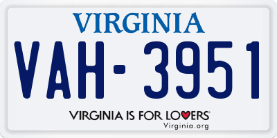 VA license plate VAH3951
