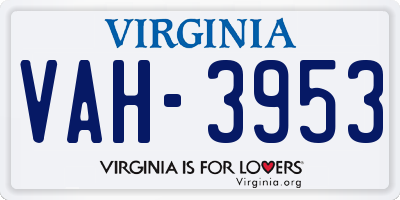 VA license plate VAH3953