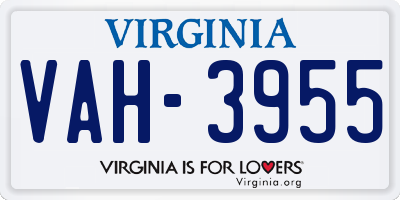 VA license plate VAH3955