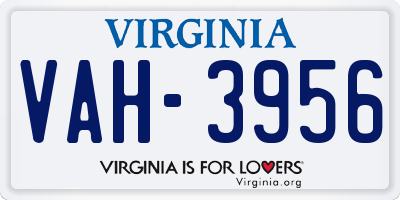 VA license plate VAH3956