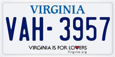 VA license plate VAH3957