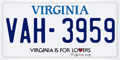 VA license plate VAH3959
