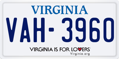 VA license plate VAH3960