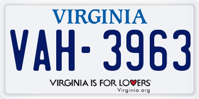 VA license plate VAH3963