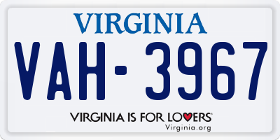VA license plate VAH3967