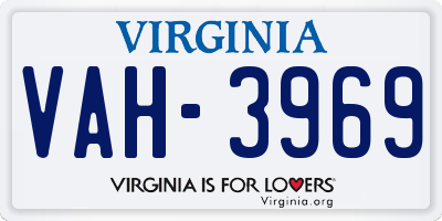 VA license plate VAH3969
