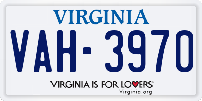 VA license plate VAH3970
