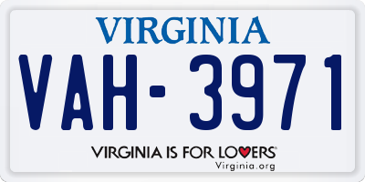 VA license plate VAH3971