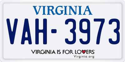 VA license plate VAH3973