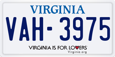 VA license plate VAH3975