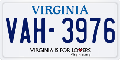 VA license plate VAH3976