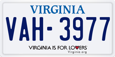 VA license plate VAH3977