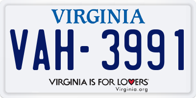 VA license plate VAH3991