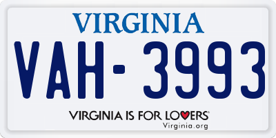 VA license plate VAH3993