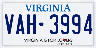 VA license plate VAH3994