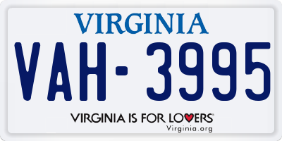 VA license plate VAH3995