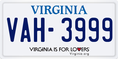 VA license plate VAH3999