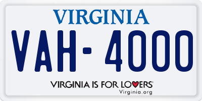 VA license plate VAH4000